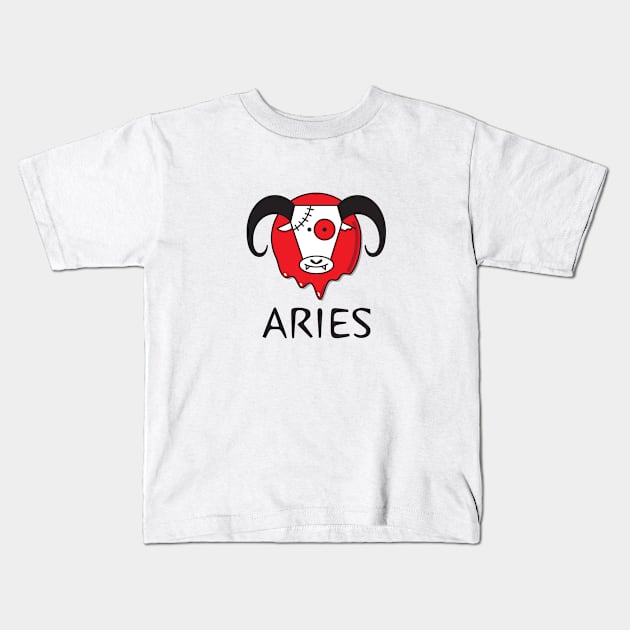 Aries HORRORscope Kids T-Shirt by FAR Designs Co.